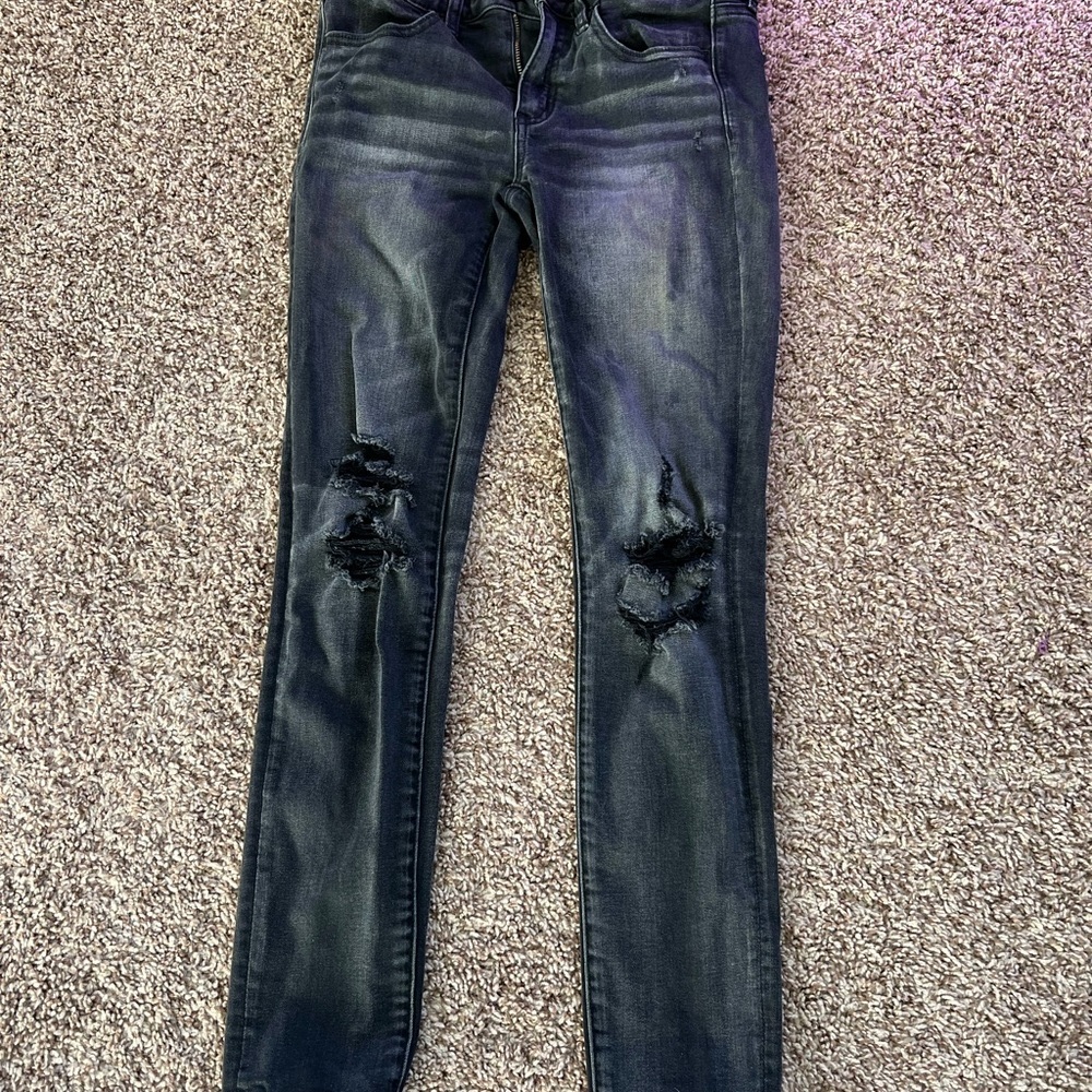 American Eagle Black Ripped Jegging Skinny